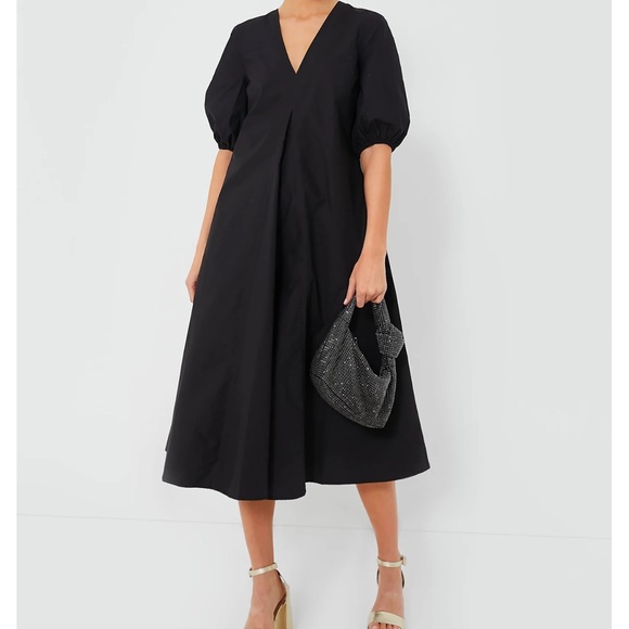 GANNI

Black Cotton Poplin V-Neck Long Dress - Picture 2 of 10